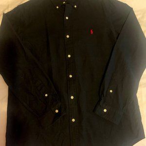Ralph Lauren Long-sleeved Black (sz Large) heavy-weight twill button-down shirt.
